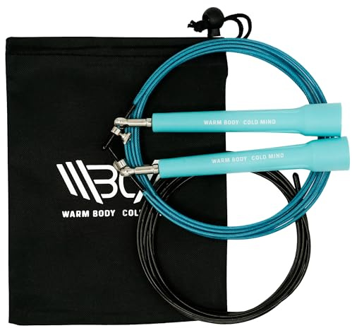 WARM BODY COLD MIND Adjustable Jump Rope For Men and Women, Speed Jump Rope, Skipping Rope for Weightlifting, Boxing, Gym, Outdoor or Indoor Sport, Fitness (Aqua Blue)