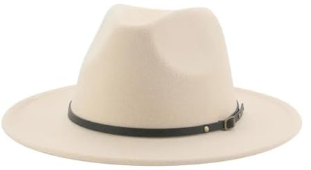 SOYNIA Fedora Trilby Filzhut Hut Hüte Für Männer Und Frauen Hut Filz Kleid Breite Krempe Hochzeit Jazz-Kappen 60–62 cm (XL) Beige