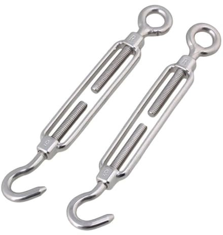 Tenditore,Tenditori in Acciaio Inossidabile,Tenditore Acciaio Inox,304 Tenditore a Gancio,Tenditore Acciaio,Tenditori per Funi,Tenditore Acciaio,Tensori Filo,Tenditori Inox,Tenditore Filo,(M5,2 PCS)