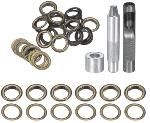 QUARKZMAN Grommet Werkzeug Kit, 20 Pcs 14mm Ösen mit 2 Ösenzange & 1 Scheiben Set, Metallösen Kupfer Tülle Stanzwerkzeug für Stoff Planen Leder Gewebe Vorhang Poolabdeckung, Bronze