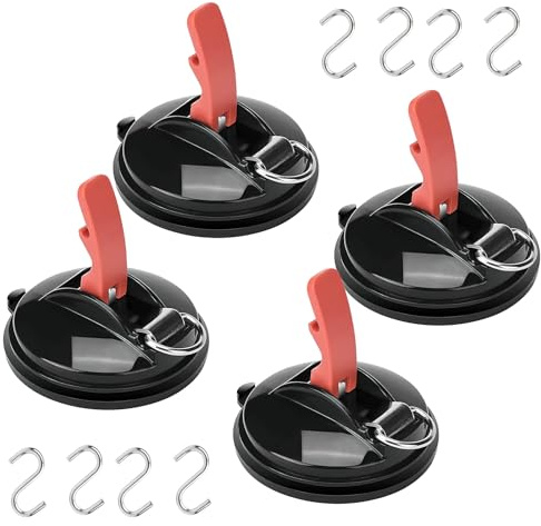 FairyPeach Saugnapf Set, Saugnapf Saughaken Set, Auto Saugnapf Camping, Saugnapf Camping Extra Stark, Saugnapf mit 8 s-Haken Set, Saugnapf Sonnensegel Camping, Haken Camper Zubehör, Suction Cup