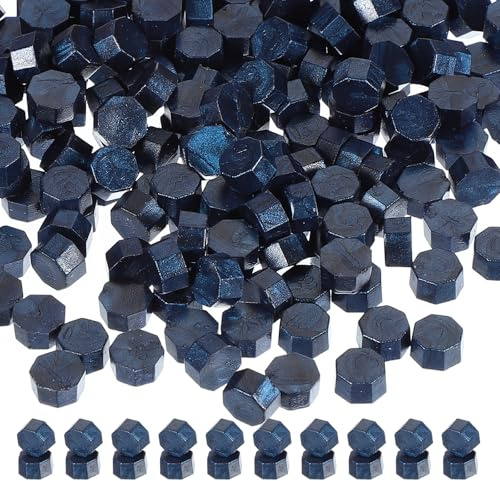 PATIKIL 360er Pack Wachssiegel Perlen Oktagon Wachssiegel Stempel Perlen | Blau, für Stempelsiegel für Brief Hochzeit Einladung Umschlag Handwerk, Wachssiegel Perlen