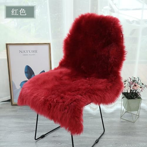YUGWNN Rot Lammfell Imitat Fellteppich Kunstfell Teppich,für Stühle Sofa Schlafzimmer Kinderzimmer,60x90cm/23.6x35.4in