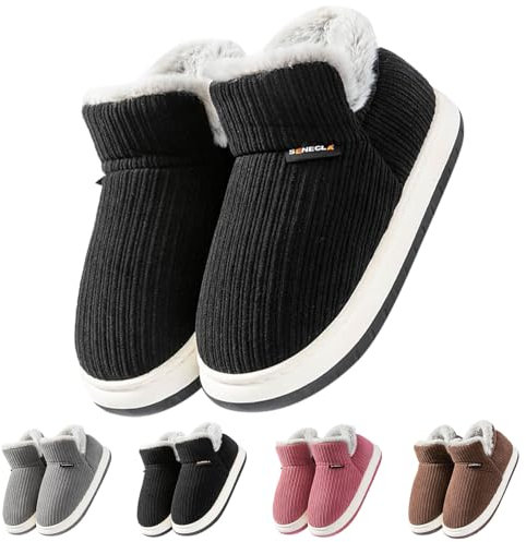 Hüttenschuhe Damen, Damen Hausschuhe Winter Warme Plüsch Gipfelfreund Hausschuhe Geschlossen Cozy Weich Pantoffeln Cloud Rutschfest Innen Hausschuhen Mit Flauschig Plüsch Kragen, Slides Mit Memory-Sch