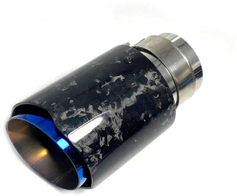 DZSLLOOI Auspuffblenden 1 Stück Glänzendes Streumuster Aus Kohlefaser Schalldämpferspitze Auspuffrohr Universell Gerade Edelstahl Blau Endrohrblenden Blende(70mm in-89mm Out)