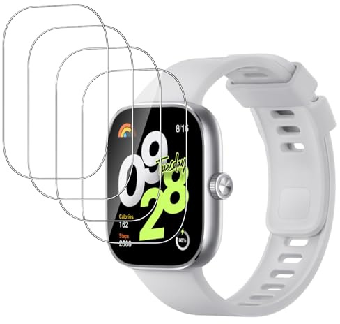 Jinshiweikai [4 Piezas Protector Pantalla para Xiaomi Redmi Watch 4 - Película Flexible HD,Protección Antiarañazos，Full Coverage, Material Compuesto No Vidrio，Flexion Libre