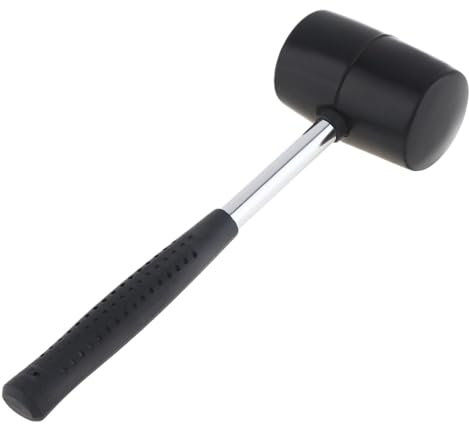 Mazos de goma, goma y acero, 400 g, martillo de goma negro no elástico, martillo for baldosas con cabeza redonda y mango antideslizante, herramienta manual for bricolaje