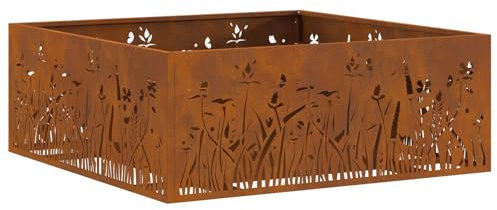 vidaXL Focolare Quadrato a Legna con Costruzione Resistente alle Intemperie, per Uso Esterno, Grande Camera, Giardino, Patio & Balcone, Design Industriale, Perfetto per Ritrovi tra Adulti, Resistente