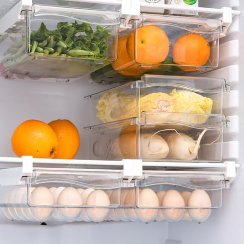 RANJIMA Lot de 2 Supports à œufs pour Réfrigérateur, Boite Oeufs Plastique pour Jusqu'à 21 œufs Grand Type deTiroir Récipient à œufs pour Cuisine et œufs