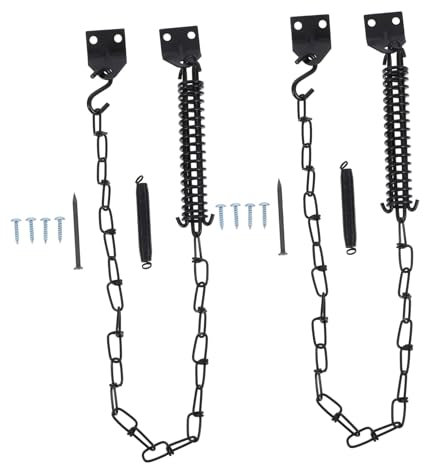 ETHZZLE 2Er Set Winddichte Torkette Mit Kettengriff Für Außenzaun, Türbodendichtungsstreifen, Schranktüren, Reißverschlusstür, Torkette Aus Edelstahl Mit Karabiner, Fliegengittertürgriff,