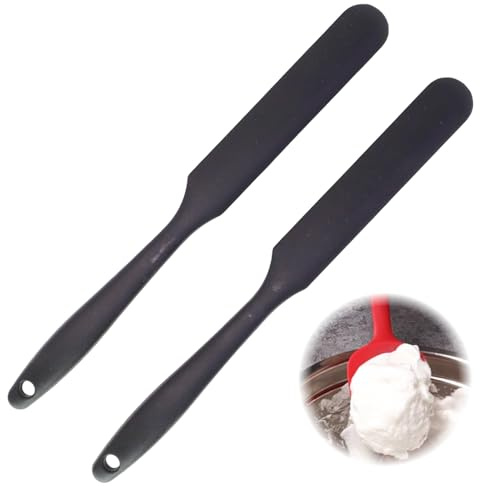 Vidsmow 2 Stück 24 cm Kleiner Silikon Spatel, 315℃ hitzebeständiger Flexibler Nahtloser Mini-Spatel Für Kleine Gläser, Soßen, Marmelade, Sauerteigstarter, Küchenhelfer