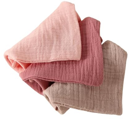 Qsvbeeqj Förpackning med 3 st bomull dregel haklapp baby tvättlappar nyfödda ansiktshandduk 4-lager absorberande rapdukar andas 22 x 23 cm baby badhandduk