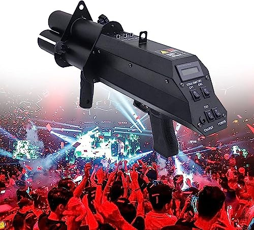 Lanzador de confeti eléctrico de mano con efectos LED para fiestas, Halloween, actuaciones escénicas y eventos
