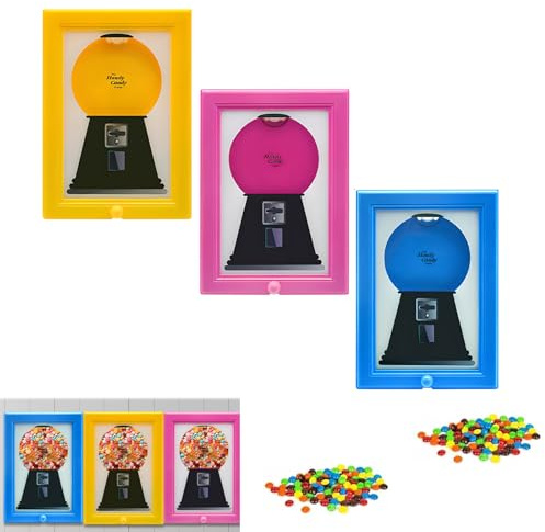 Candy Dispenser, Rare Vintage the Handy Candy Frame - Hanging Candies Machine Art, Mini Wall Mount Gumball Machine, Snack Spinner Picture Frame Display, Hang on Wall or Stand on Table (A+B+C)