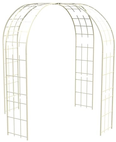 Louis Moulin Gloriette de Jardin Carrée - Tonnelle Métal Beige pour Plantes Grimpantes - Toit Décor Rosace - XXL 240 x 240 x H 250 cm - Fabriqué en France