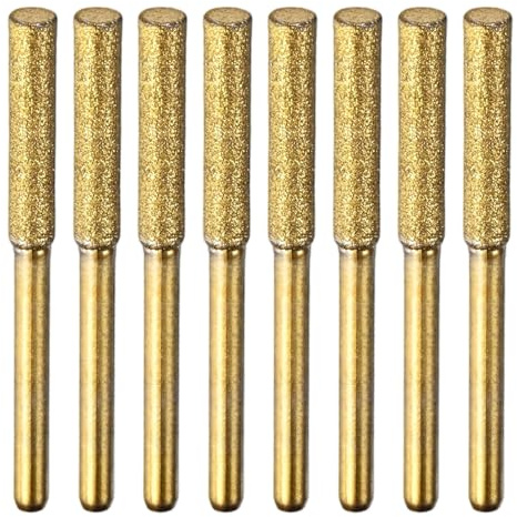 TIXIPEM Affilatrice per motosega diamantata placcata in titanio [8 pezzi] - Lima per affilare motosega elettrica, affilatrice per motoseghe elettriche e sculture in pietra e gioielli, oro - 5/32