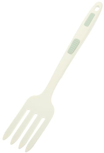 Amosfun Tenedor de Cocina Grande de Silicona Verde Marrón, Tenedor Ergonómico para Cocinar Fideos y Espaguetis, Utensilio Resistente al Desgaste para Uso Diario en Hogar y Restaurante