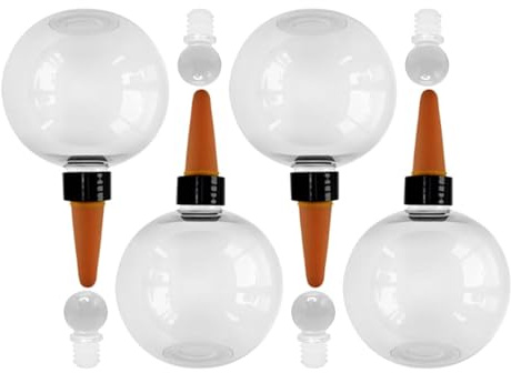 Globi per l'irrigazione 4 Pezzi 500ml con Coperchio | per Piante da Interno per Interni Esterni Casa Giardino Terrazzo Vasi