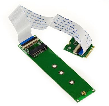 KALEA-INFORMATIQUE M.2 NGFF-Riser-Verlängerung zur Montage Einer PCIe M Key AHCI oder NVMe M2-SSD an einem M2 E A Key-Port mit 20 cm breitem, flexiblem Flachbandkabel.