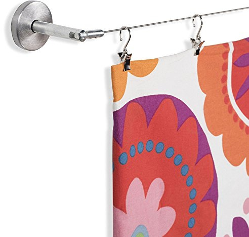 Fasthomegoods Window Decor Drapery Curtain Wire Rod Set with 24 Clips Stainless Steel Chrome 16.5 Feet Long