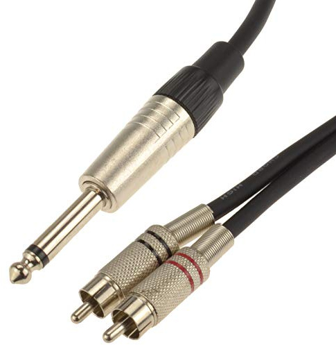 kenable 6,35 mm Mono Jack Vers Rouge & Blanc RCA Cinch Fiches Soft Flexible câble 3 m [3 mètre/3m]