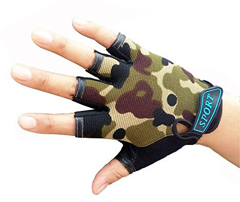 EurHouse Fingerlose Handschuhe Kinder Jugen Fahrradhandschuhe Bike Tarnhandschuhe Camo Camouflage Tarnung Fäustlinge Halbfinger Jagdhandschuhe Outdoor Sport 3-10 Jahren
