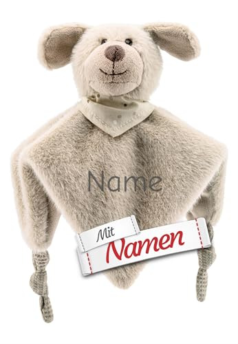 Sterntaler Schmusetuch Hund Lucky, mit Namen Bestickt, personalisiert - Schnuffeltuch Kuscheltuch Tröstertuch mit Rassel, Babygeschenk zur Geburt, Babyshower & Taufe für Mädchen Jungen