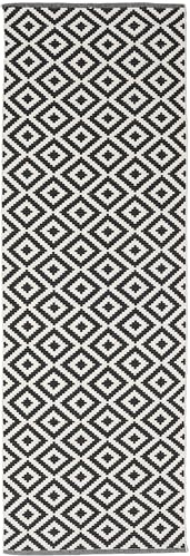 RugVista Torun, Teppich, Kelim Modern, 80 x 250 cm, Rechteckig, Mittlerer Stapel, Wohnzimmer, Esszimmer, Schlafzimmer, Diele, Nur chemische Reinigung, Care & Fair Zertifiziert, Schwarz/Weiß