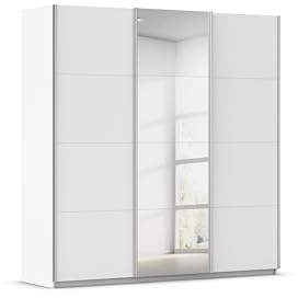 Rauch Möbel KULMBACH, Schwebetürenschrank, Farbe Weiß, Breite 203 cm | Kleiderschrank mit Schwebetüren, Schiebetüren, 3-türig, mit Spiegel, Zubehör Basic, Schlafzimmer, Jugendzimmer, Garderobe