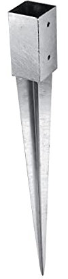 Post Anchor Ground Sleeve 90 x 90 mm Length 750 mm Post Anchor Hot-Dip Galvanised Impact Sleeve for Square Wooden Posts Ground Sleeve Anchor Steel Ground Anchor