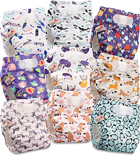 Littles & Bloomz Pocket Stoffwindeln, Klettverschluss, 9er FLV2-0901 | 9 Pocket Stoffwindeln mit Klettverschluss. Einlagen separat erhältlich, verschiedene Optionen verfügbar.