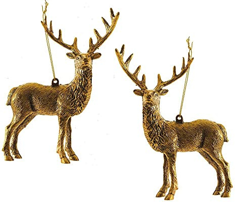 Christbaumschmuck Rentier gold Hirsch 2 Stück Weihnachtsbaumschmuck