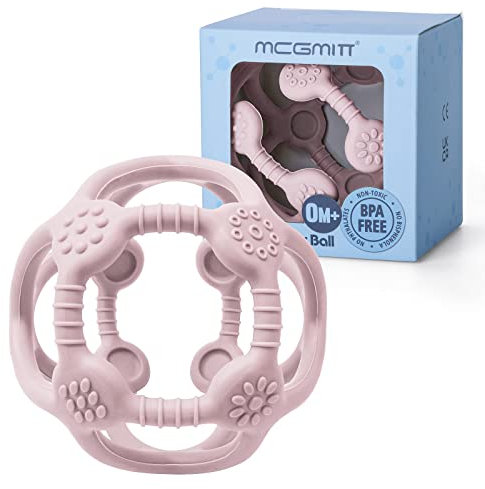 Silikon Baby Ball Beißring, BPA-frei Greifspielzeug Weich Greifball für Babys Junge Mädchen Flexibel Motorikball Leichtes Greifen Baby Spielzeug ab 6-12 Monate (Hellrosa)