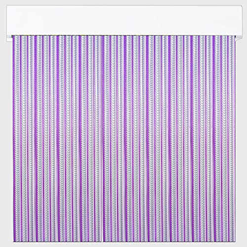 Tende per esterni in nastro per porte, in plastica PVC e barra in alluminio, misure | Pertoni TENDE (Lilla e trasparente, larghezza 100 cm x 210 cm (lunghezza)
