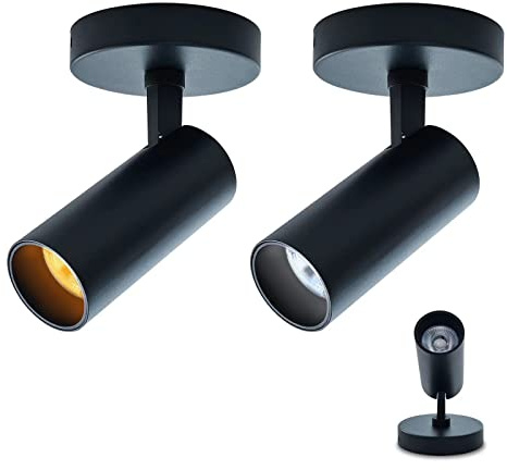 JJiuzming Spotlight 2 Pack 12W Spot Light Indoor 5CCT 2700K-6000K Selectable Dimmable LED Flush Mount Ceiling Spot Lights Directional Spotlights,Black,Adjustable Tilt Angle Accent Lighting