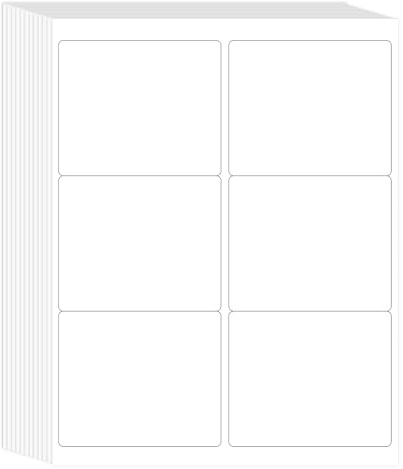 L LIKED 3-1/3 x 4 Printable White Sticker Labels, 300 Labels for Laser/Inkjet Printing - Matte (300 Labels, 50 Sheets)