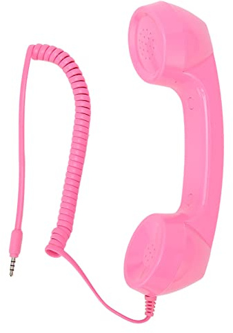 Cornetta del Telefono retrò, Cornetta del Telefono Vintage retrò Ricevitore del Telefono Cellulare Mic Microfono Altoparlante per Telefoni Cellulari, Computer (Rosa)
