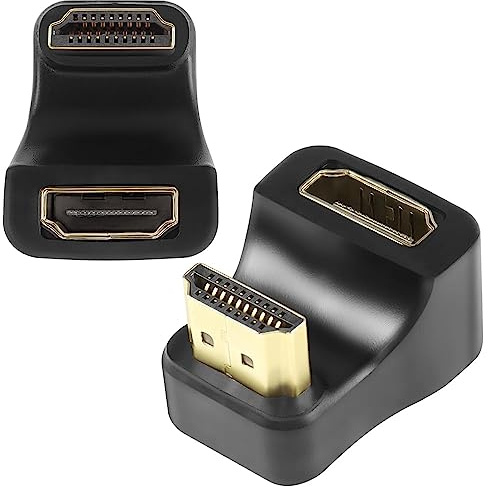 GELRHONR Adattatore HDTV a forma di U, 360 gradi HDTV 2.1 maschio a femmina, 8K @ 60Hz maschio per accessori monitor display portatile (angolo verso il basso)