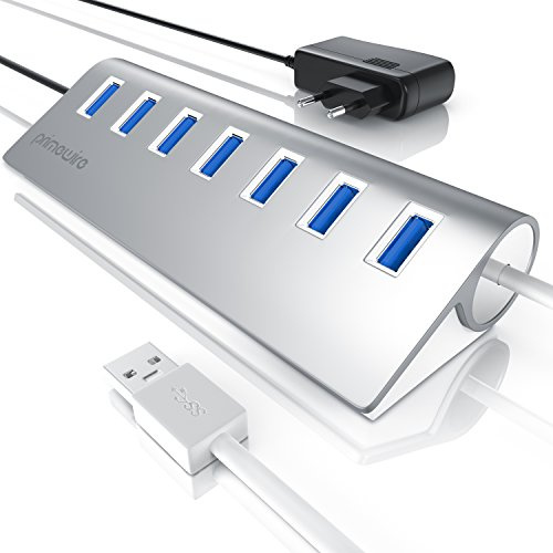 CSL - 7-Port USB Hub 3.2 Gen1, USB Adapter, USB Verteiler, Kompatibel mit Desktop-PCs, Notebook, Netbook, Laptop, Ultrabooks, iMac, MacBook und mehr