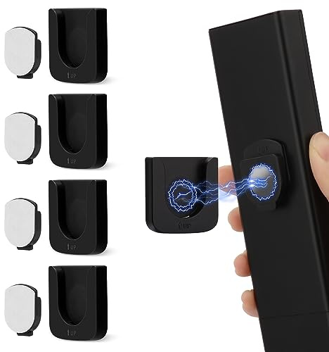 FIDWALL Soporte de pared magnético para control remoto, diseño de ranura innovador para una organización sin esfuerzo del hogar, oficina y suministros escolares (paquete de 4, Negro)