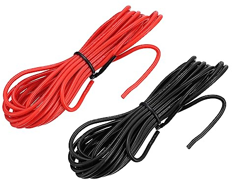sourcing map Cable de Silicona Calibre 18, 2 Alambres Eléctrico Trenzado 18 AWG, Alambre de Cobre Estañado Flexible, Cable de Conexión de Alta Temperatura Negro y Rojo 3,0 m para Modelo Auto