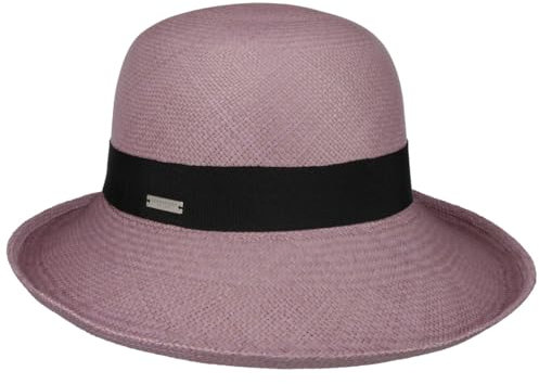 Seeberger Disuna Panamahut Damenhut Strohhut Panamastrohhut Sommerhut Sonnenhut Damen - Made in Germany mit Ripsband, Ripsband Frühling-Sommer Sommer - One Size lila