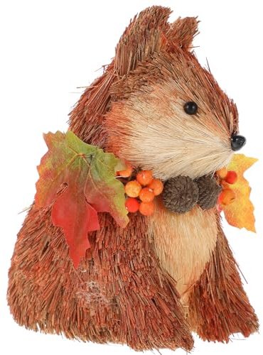 Happyyami Statuetta Volpe in Legno Marrone, Decorazione Desktop Natalizia