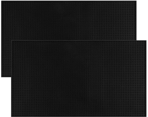 Extra Large (28 inch by 16 inch) Thick Rubber Service Bar Mat for Home Kitchen Counter Mat, Bartender Bar Mat, Dish Drying Mat, 2 Packs Black