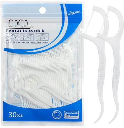 Zahnseide Sticks Zahnseide Picks 2 in 1 Tragbare Zahnseide Sticks, Einweg-Zahnseide Zahnstocher Interdentalreinigungswerkzeug für Reisen, Zuhause, Büro, 30 Stück