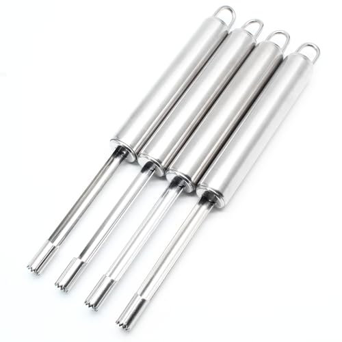 Uenhoy 4 Pcs Corer and Pitter Stainless Steel Fruit & Vegetable Corer and Pitter Remover Set with Sharp Serrature for Apple Pear Jujube Bell Peppers