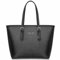 Jocose Moose Damen Handtasche Elegant PU Leder Damen Schultertasche Große Kapazität Laptop Trage Tasche Kontrastnähte Design Handtasche mit Einer Damen Geldbörse(schwarz)