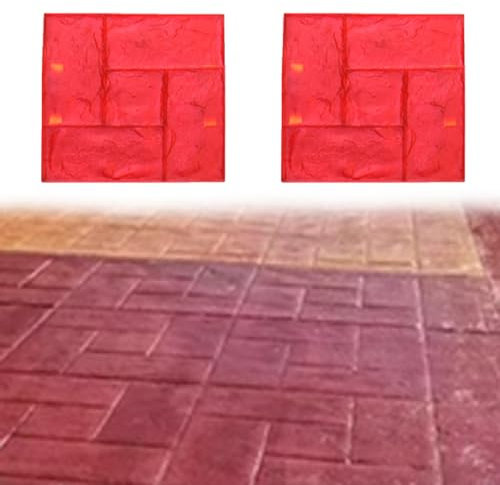 Stampi per Cemento Effetto Pietra Set di 2 Stampi in Cemento con Motivo a Pavimento Naturale per Giardini / Patii, Stuoia di Struttura Concreta del Pavimento del Cemento, Pelle Testurizzata in Calcest
