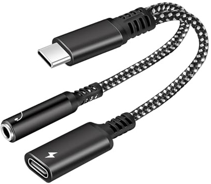 USB C to 3.5 mm Jack and Charger Adapter, 2 in 1 USB C Audio Adapter | With pd charging,supports music and calls,USB c to aux headphone jack splitter for samsung,pixel,iPad and other USB c devices