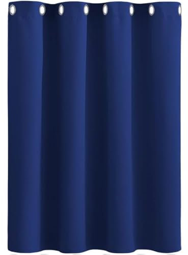 AMZYU Blackout Eyelet Curtains, 140 x 205 cm(55 x 81inch) Soft Plain Long Curtain Thermal Insulated Door Curtain Noise Reducing Window Treatment for Livingroom Decoration, Navy Blue